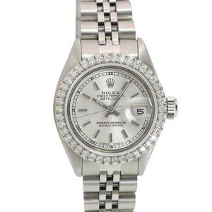 ROLEX DATEJUST SILVER INDEX DIAL 1.15CTW DIAMOND STEEL JUBILEE WATCH 26 MM 69174